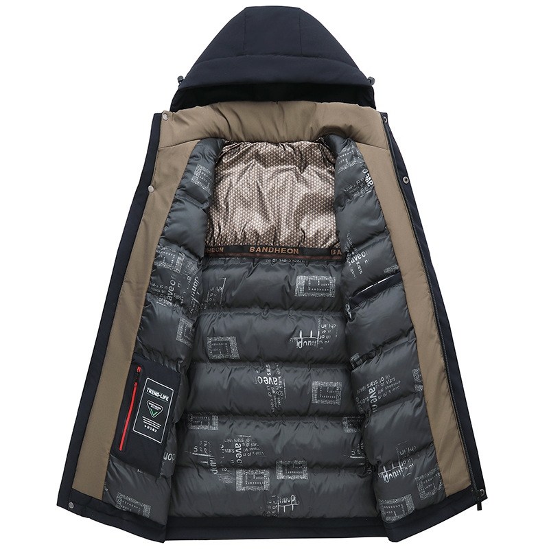 Abrigo de invierno chaqueta acolchada de algodón engrosada de los hombres cálido negocio casual abajo abrigo de algodón acolchado de media longitud abrigo de algodón acolchado ropa de invierno para papá