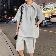 跨境批发潮牌日系机能轻薄透气冰感情侣防晒套装夏季户外两件套速