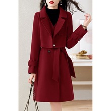 毛呢两件套连衣裙女2025冬装新款洋气复古加厚高级感外套裙子套装