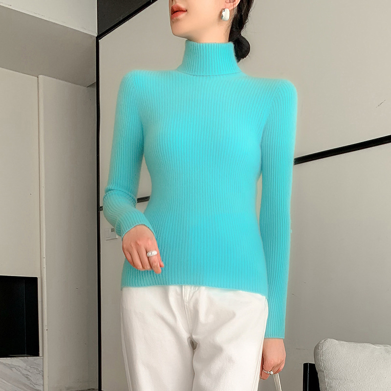 High-Neck Cashmere Sweater for Women, Slim Fit Inner Wear, 2025 Autumn and Winter New Style, Slimming Solid Color Base Knit Sweater