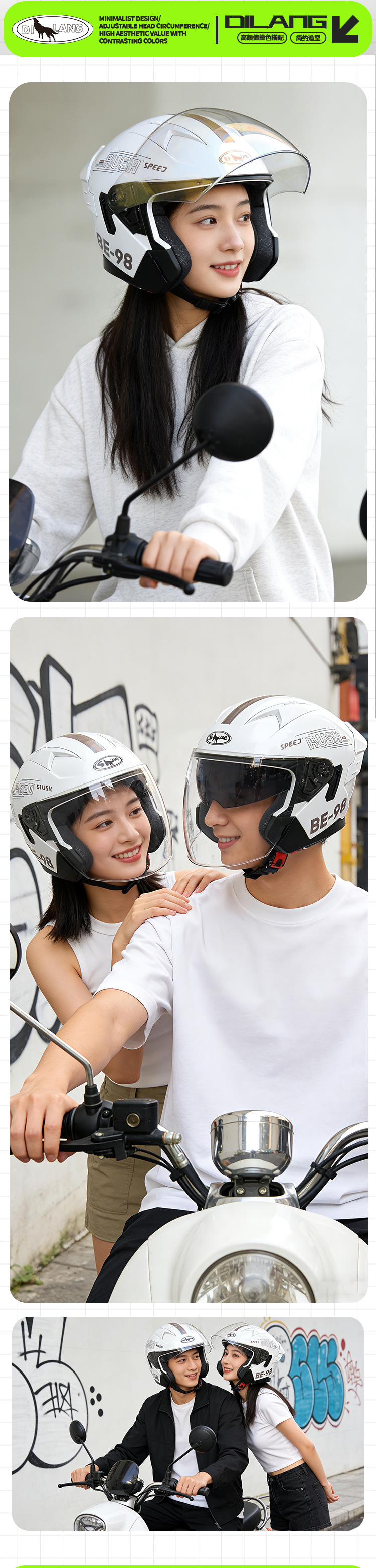 3C Certified Electric Vehicle Helmet, Motorcycle Helmet, Autumn and Winter Warm-Keeping Helmet for Men and Women, Large Size, Suitable for All Seasons, Full-Face Helmet