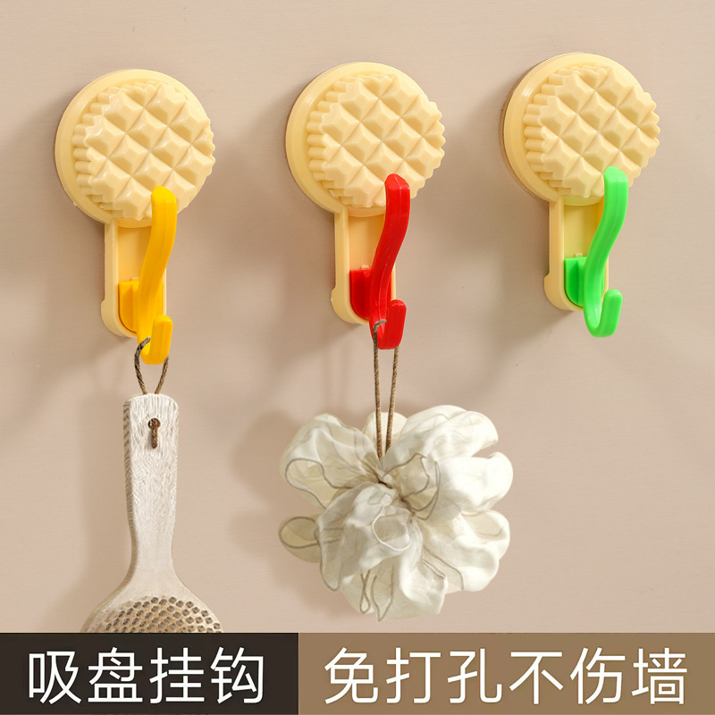 吸盘挂钩旋转真空免打孔无痕多巴胺奶油风客厅厨房卫生间门厅收纳|undefined