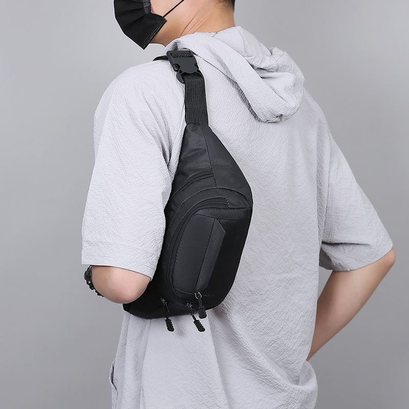 New Fashionable Men's Waist Bag, Portable Travel Multi-Layer Storage Chest Bag, Simple, Lightweight, Casual Shoulder Crossbody Bag