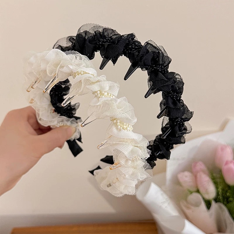 Pequeño hilo de malla fragante, peine de dientes, diadema para el lavado de cara, diadema para la cara, tarjeta de presión antideslizante de alta calidad, parte superior del cráneo alto, accesorios para el cabello de lujo ligero coreano