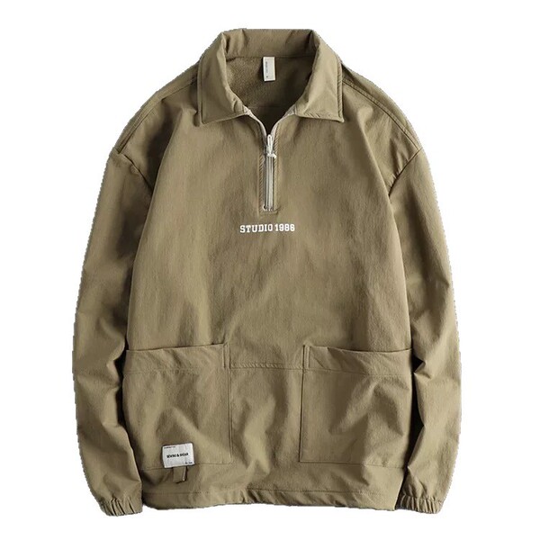 Autumn retro travel shirt with zipper