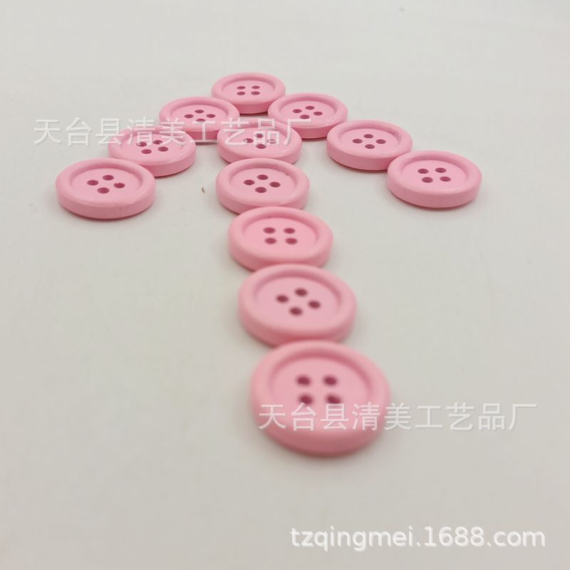 20mm de madera rosa borde fino botón de madera diy suministros decorativos de cuatro ojos botón artesanía 40 piezas un paquete