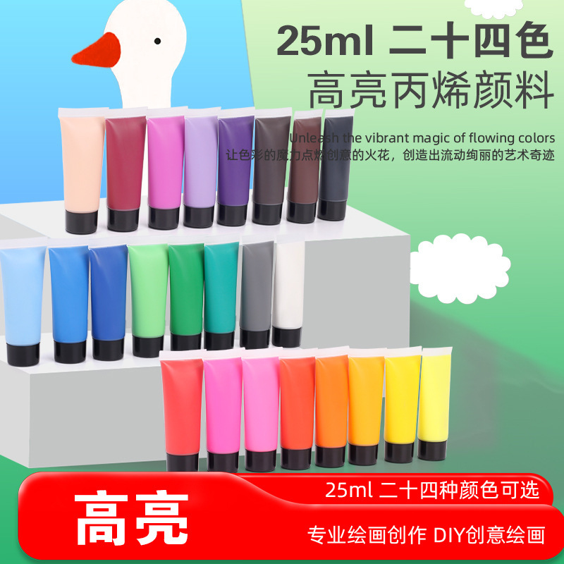 25ml Hose Acrylic Paint 24 Colors DIY Wall Painting Waterproof Kidsren's Hand Painting Gouache Watercolor Paint Set