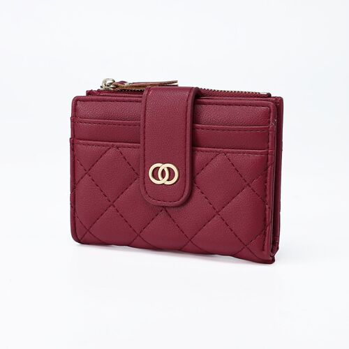 Overseas shopping new women's wallet solid color simple embroidery thread multi-card slot pu coin purse wallet cross-border wholesale