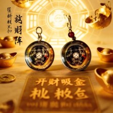六芒七星开财阵钥匙扣 中式招财吊坠男女款汽车挂件招财钥匙扣