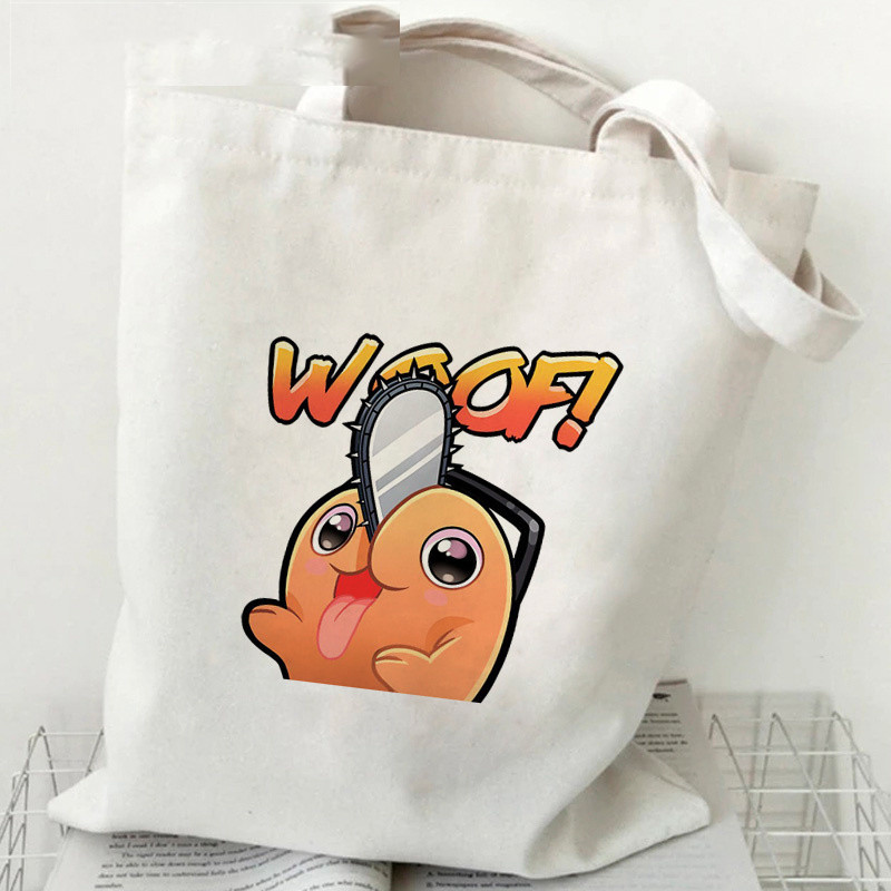 跨境外贸Chainsaw Man印花帆布包原宿单肩包学生时尚手提袋购物袋