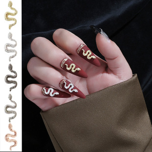 New Cross-Border Nail Art Jewelry Metal Snake Fine Grain Alloy Three-Dimensional Nail Decoration Wholesale Manicure Wearable Nail Factory
