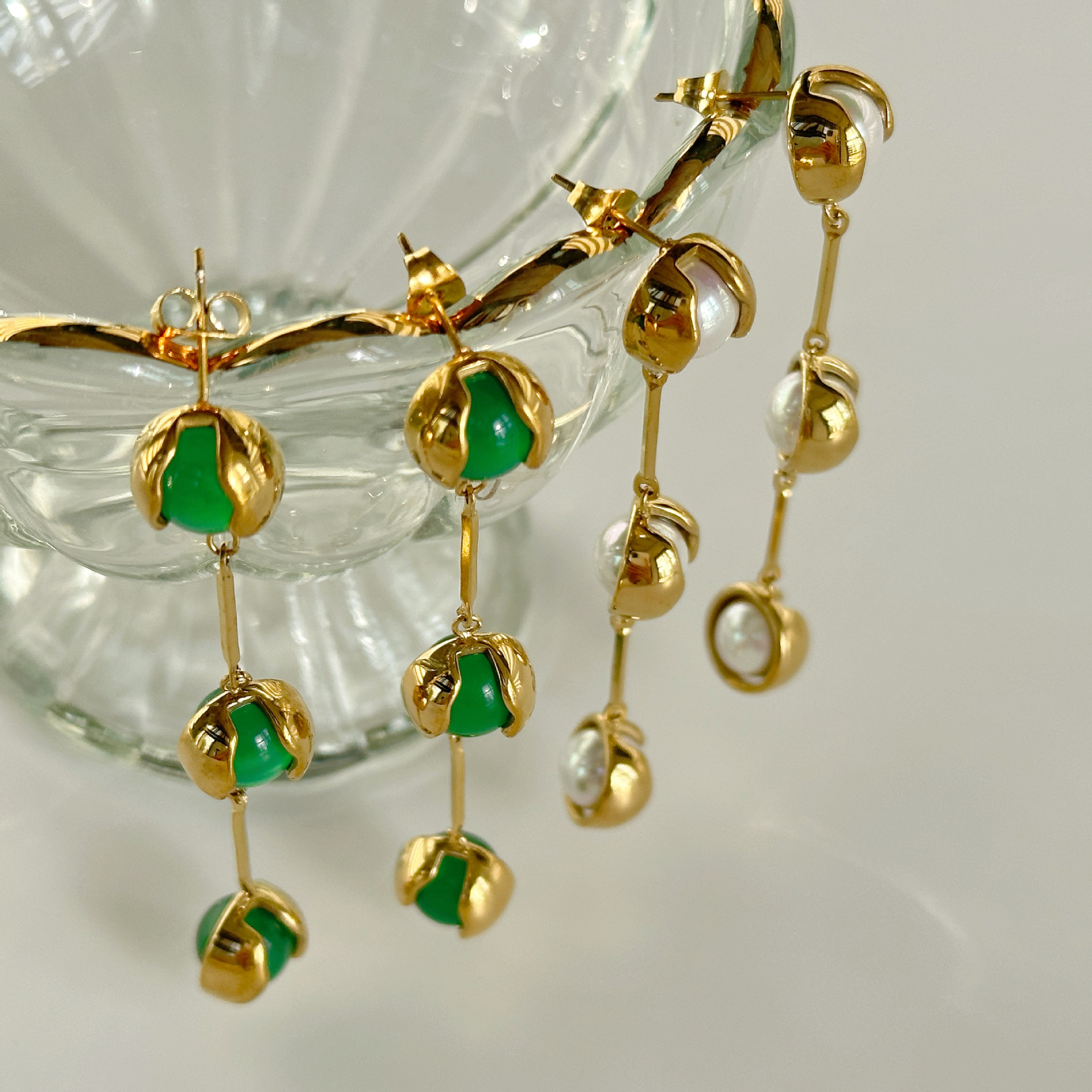 16g Weight Ion Plating (IP) Gold Plating Process 304 Stainless Steel Ear Needle Material 1 Pair Modern Style Round Plating Titanium Steel 18k Gold Plated Drop Earrings