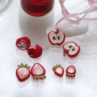 Red Apple Nail Art Accessories New Year Cute Cartoon Exquisite Nail Nail Diamond Decoration Internet Celebrant Explosions Wear Armor Accessories