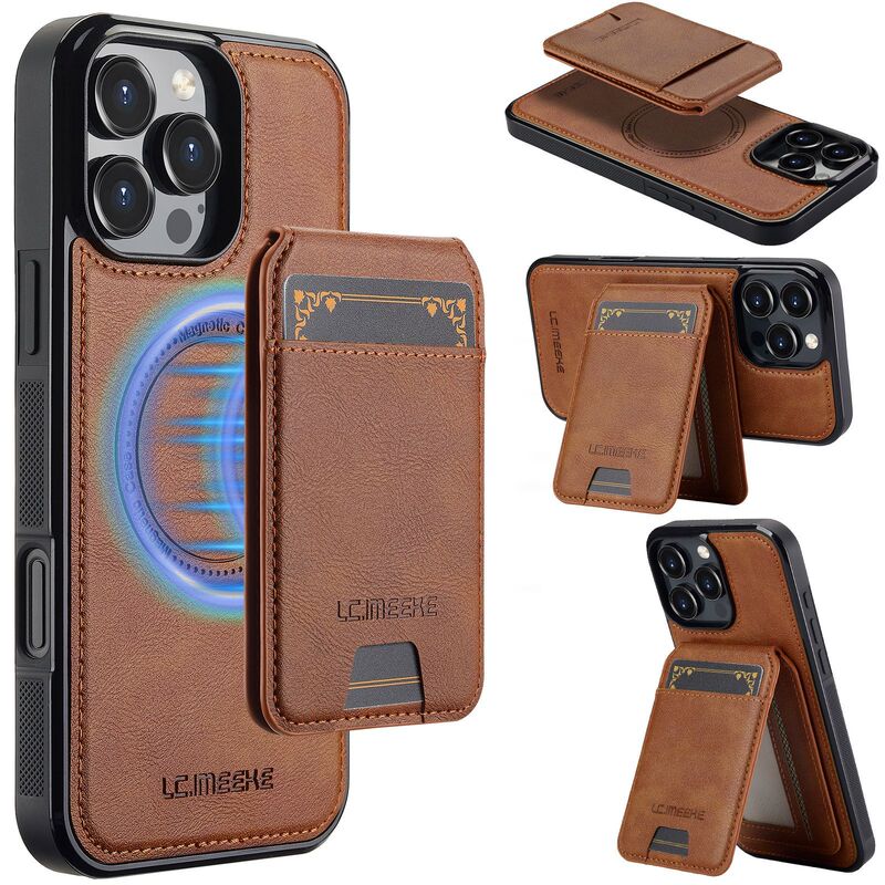 Suitable for iPhone 16 Pro Magnetic Card Holder Leather Case 15 Plus Protective Case 14 Max Apple 17 Split Phone Case