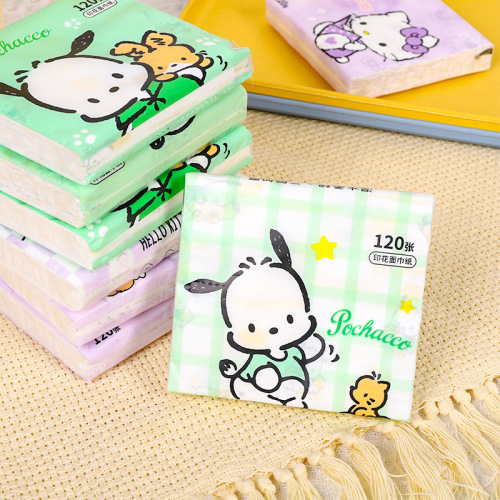 Sanrio handkerchief paper original wood pulp portable wettable super tough paper towel small pack facial tissue napkin tissue paper wholesale