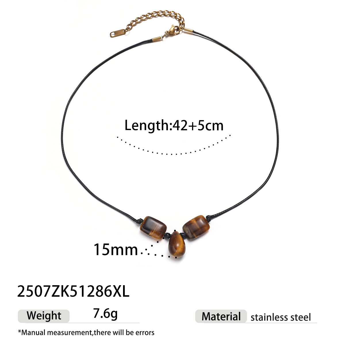 Collar de acero inoxidable TINA Europa y América dulce y cool chica caliente largo estilo de cuerdas delgadas collar de piedra natural cadenas clavículas de venta caliente transfronteriza
