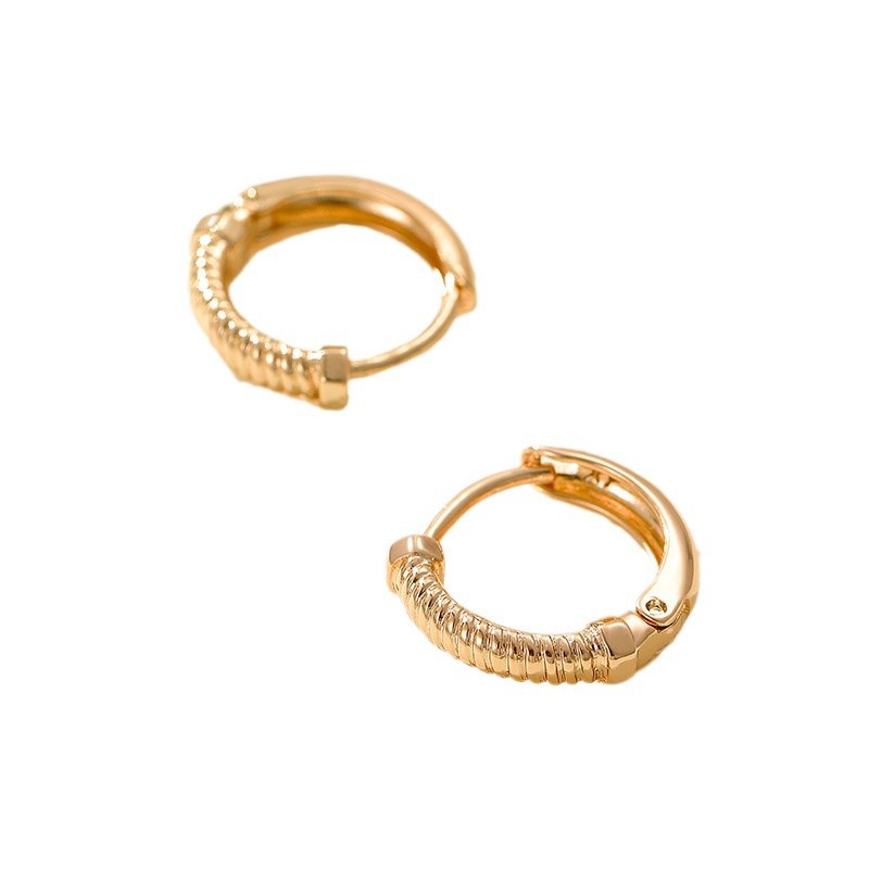 Xuping joyería nuevo aretes redondos roscados nicho de diseño de estilo personalizado pernos de tendencia elegante transfronterizos aretes