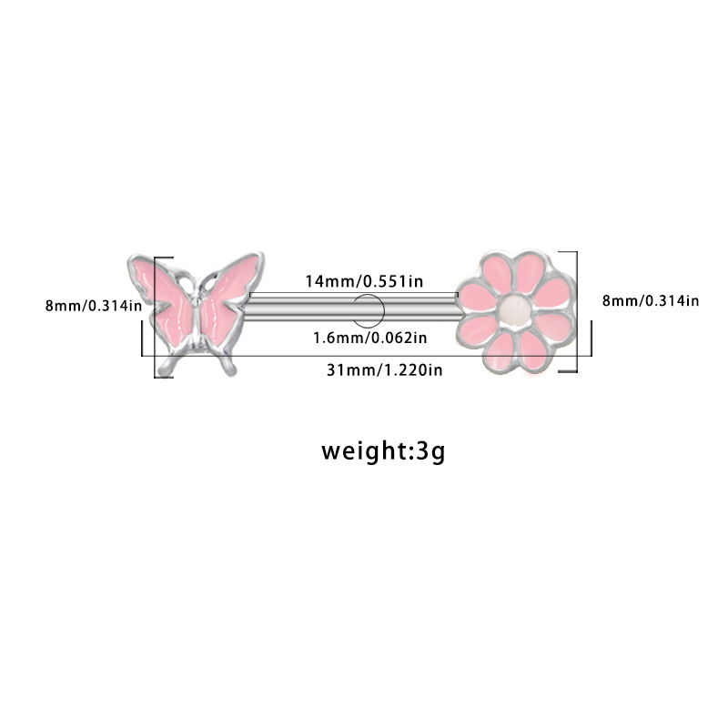 Gebai European And American Cross-border Series Set: Heart-shaped Pink Zircon Breast Ring, Niche Aesthetic Piercing_voghion.com