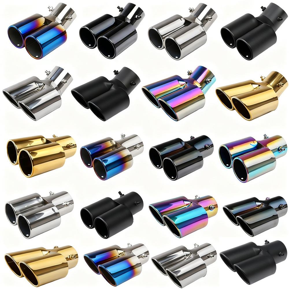 汽车改装不锈钢排气管尾喉汽车一出二双管尾喉排气管装饰消声器