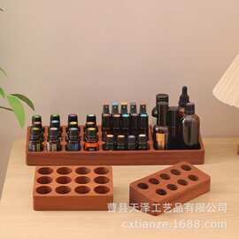 复古木质精油架分格香薰置物架梳妆台口红化妆品整理架化妆收纳