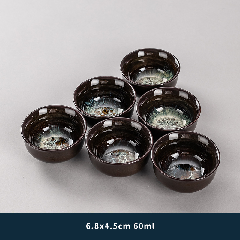 Ceramic tea cup, glass tea set, 6 pieces