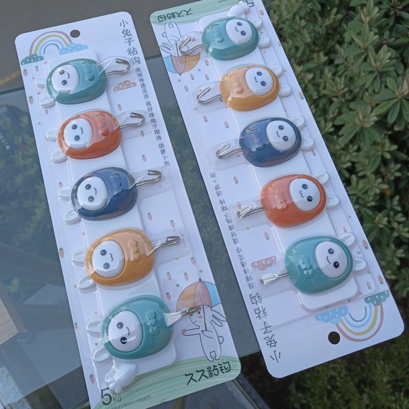 批发3个装强力无痕粘钩免打孔挂钩厨房浴室门后墙壁透明挂衣钩|undefined