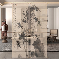 書道と絵画のコレクション、半透明のガーゼ吊り布、店舗装飾、長いカーテン、茶室の中庭の装飾、書道のガーゼカーテン、ドアカーテン