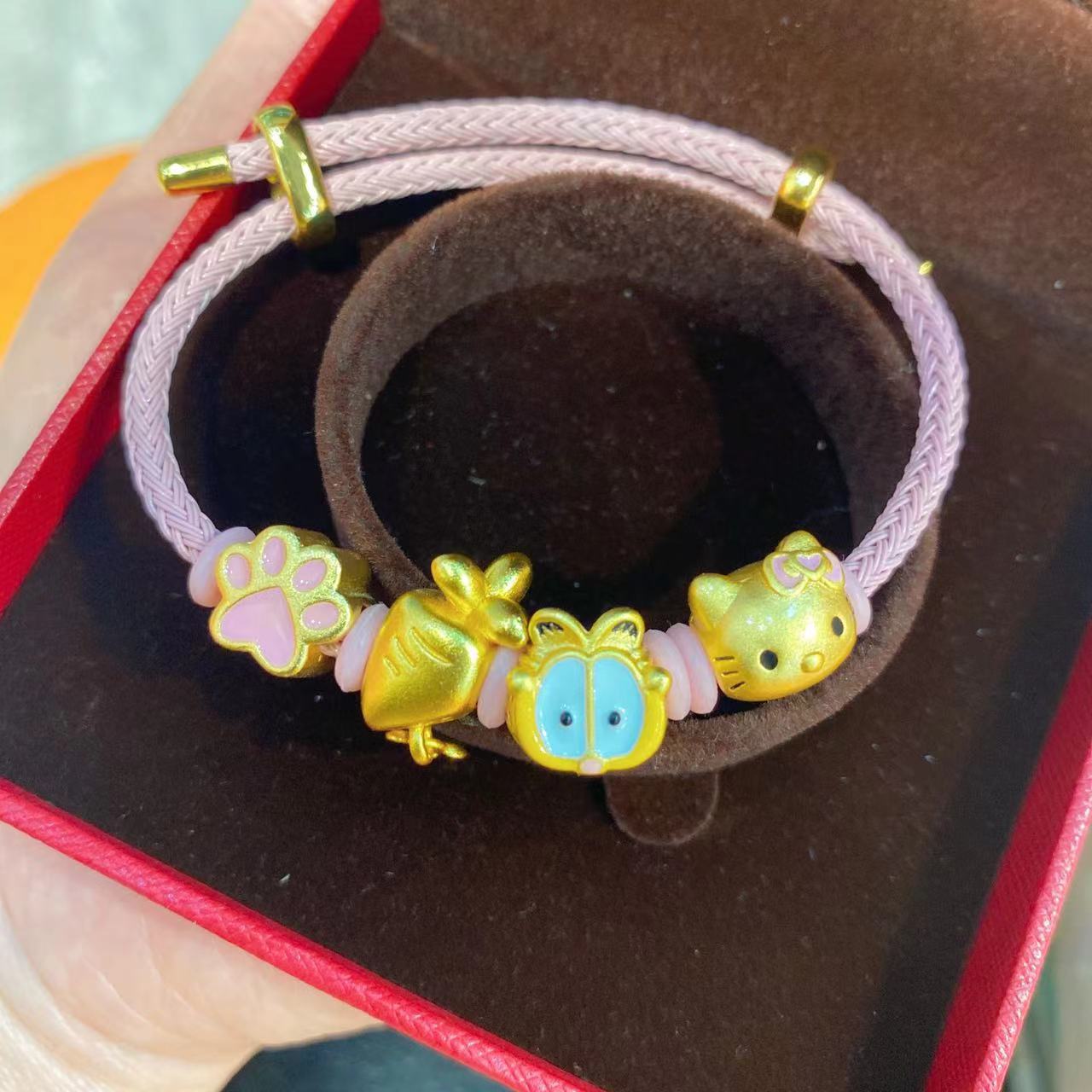 enamel color kitten carrot rabbit cat claw transfer beads bracelet bracelet large hole beads with beads diy accessories