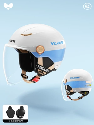 Battery Vehicle Safety Helmet | Motosiklet kaskı (dəbilqə) - 3c-jieyu-blue-hd-long-mirror-heatmax-removable-ear-protection-one-size-fits-all