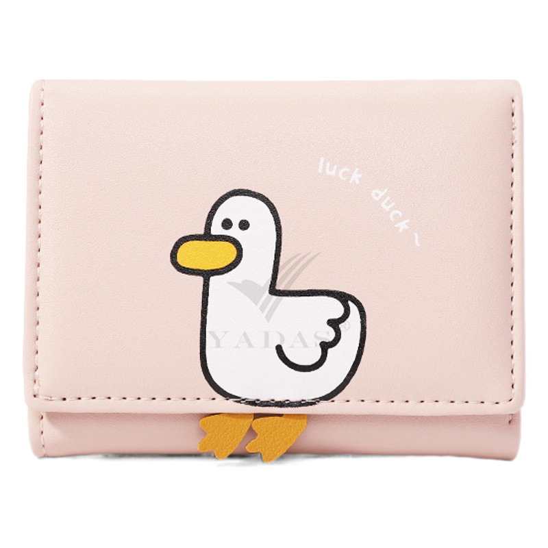 [Nuevo pato] Yadas lindo animal titular de la tarjeta de las mujeres corto Triple-fold monedero mujeres hombres