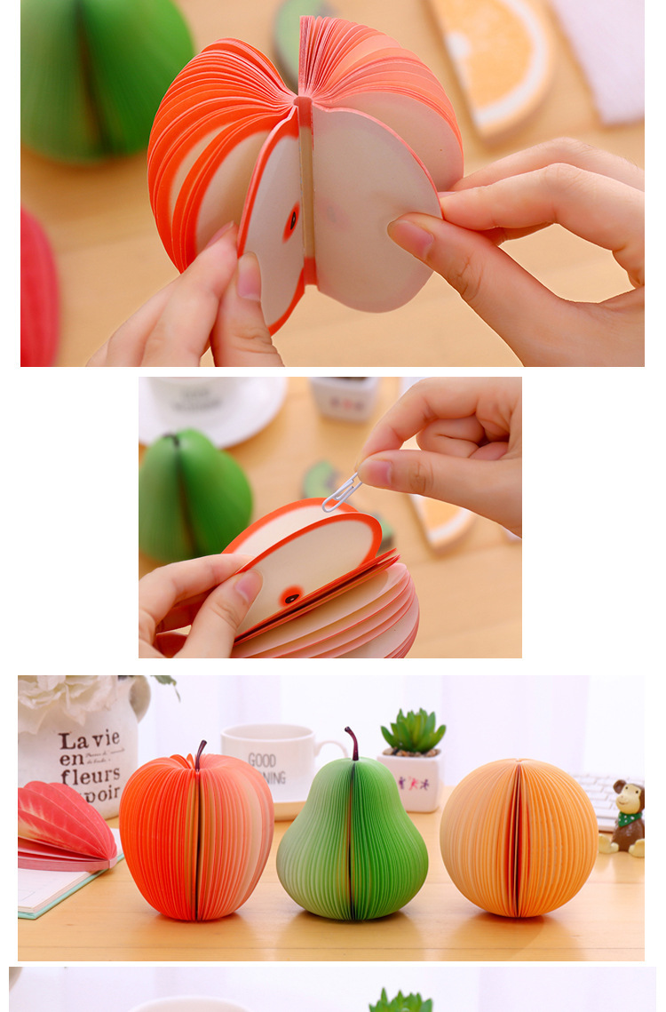 Creative Fruit Shape Notepad Three-dimensional Apple Note Pad Tearable Internet Hot Fresh Students' Stickers Small Notebook display picture 1