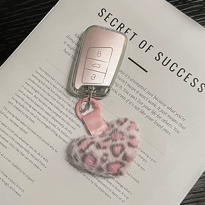 Car key bag, Volkswagen Key Cover for Sagitar - volkswagen-c-model-quicksand-powder-leopard-powder-heart