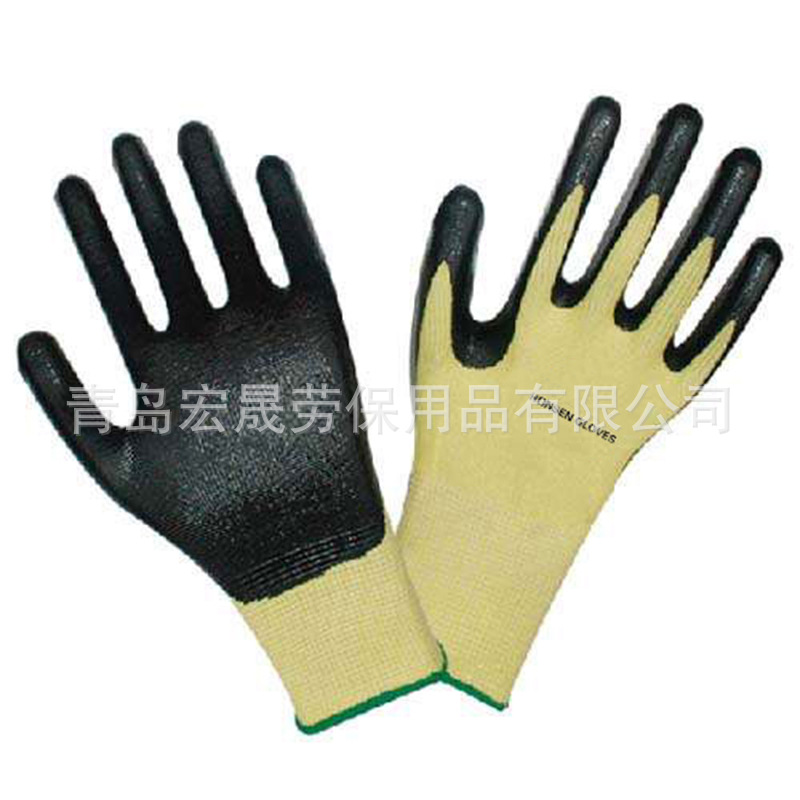 Нейлон Нарезанный кубиками перчатки  13G polyester with nitrile coated gloves