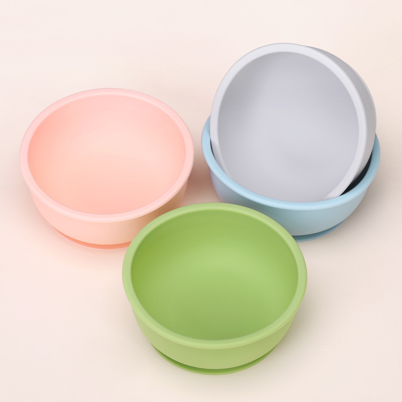 Mother and Baby Supplies Feeding Tableware Round Divided Plate Silicone Baby Anti-Fall Children's Plate Set Food Bowl
