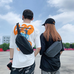Trendy brand Japanese chest bag men's ins simple shoulder bag waist bag couple small shoulder bag female canvas student crossbody bag