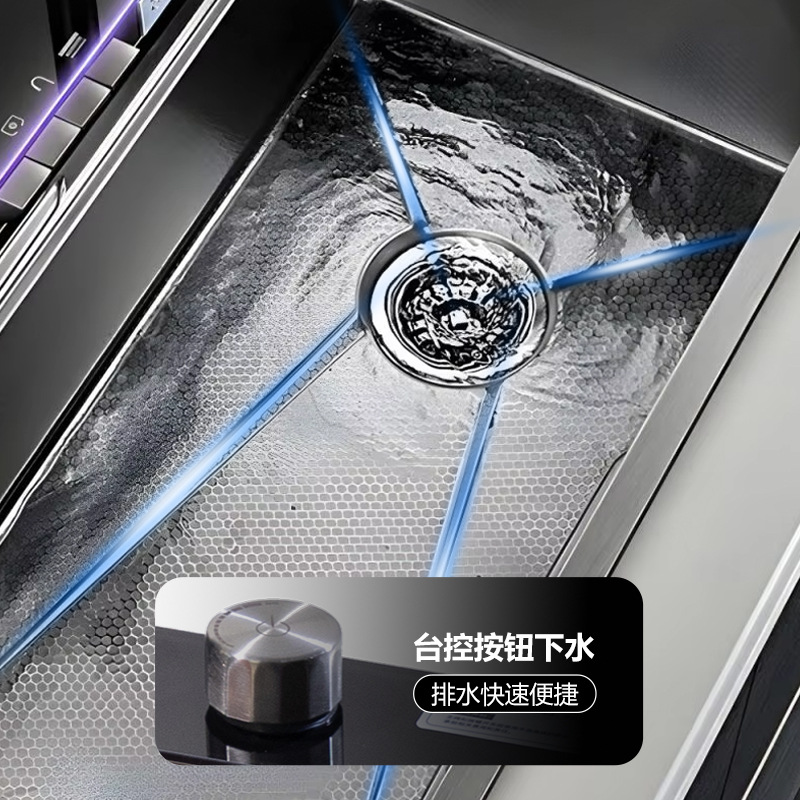 Fábrica de pelo recto ballena acero inoxidable grande de un solo tanque multifunción pantalla digital en relieve cocina nano fregadero hogar fregadero