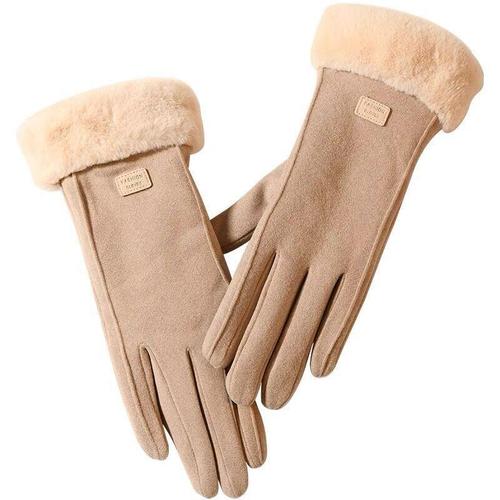 Women's Winter Warm Cycling Gloves Korean Style Velvet Thickened Cold and Windproof Touch Screen Winter Suede German Velvet Students