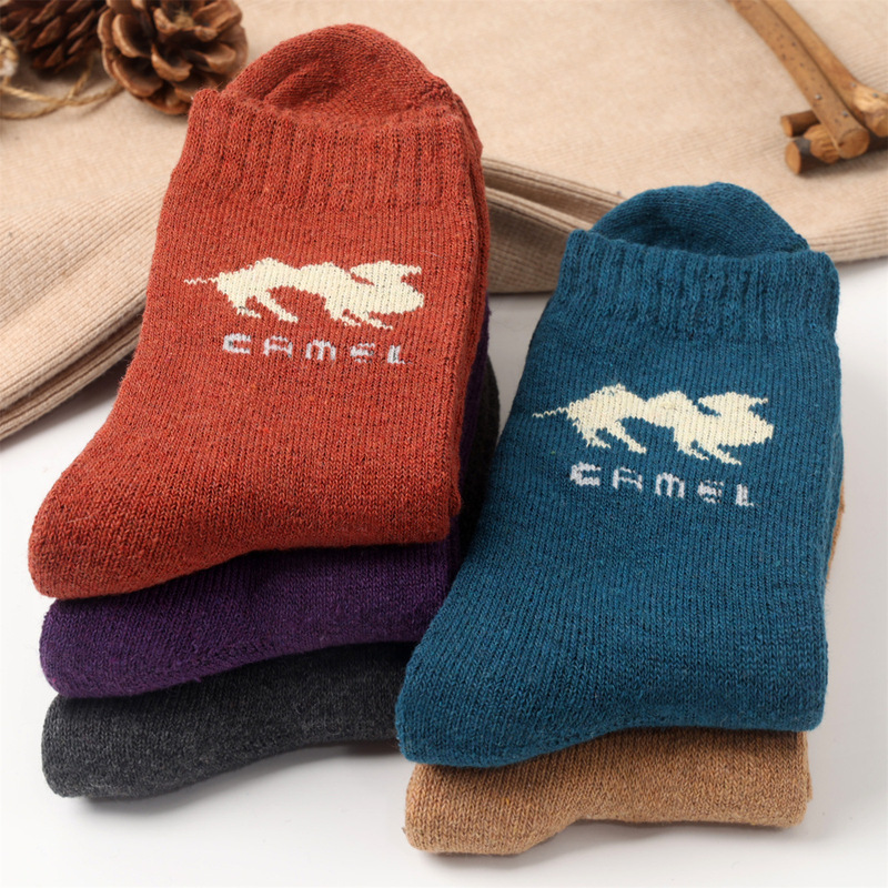 Camel wool socks, towel socks, terry Haining socks, women's socks, mid-calf socks, woolen socks, warm and thickened factory Camel wool socks, towel socks, terry Haining socks, women's socks, mid-calf socks, woolen socks, warm and thickened factory
