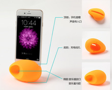 促销礼品热卖蛋形扬声器 硅胶音乐蛋扩音器懒人手机座插电底座厂