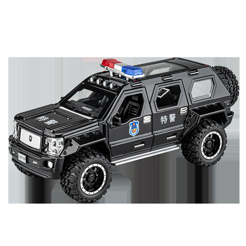 Car Model 1:24 George Police Car with Opening Doors, Light and Rebound Simulation, Alloy Toy Car for Children
