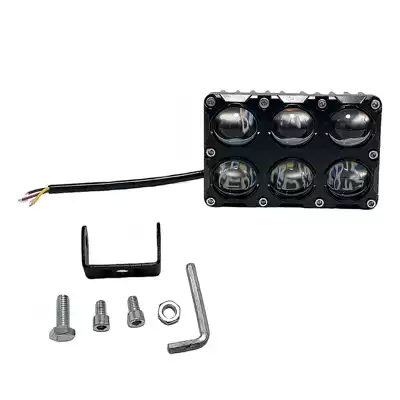 Motorcycle Spotlight Dual-Row 6Led Dual-Color Spotlight Ultra-Bright High-Intensity Light for Road Illumination External Electric Vehicle Modified Headlight (Motorcycle headlights, headlights) - bright-yellow-and-white-double-row-6-beads-single-pack