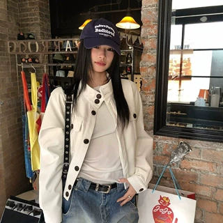 美式复古网红复古立领皮衣夹克女韩版显瘦秋季新款小个子休闲外套