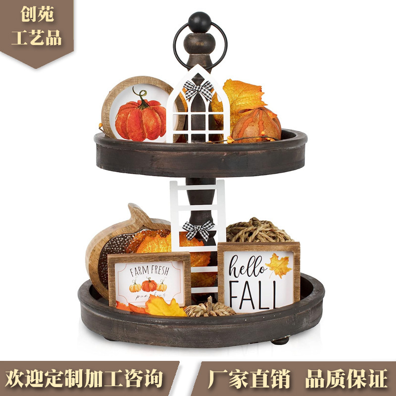 Farmhouse Layered Tray Decoration Set Replaceable Holiday Card Set Holiday Decoration Photo Frame Wood Ornaments