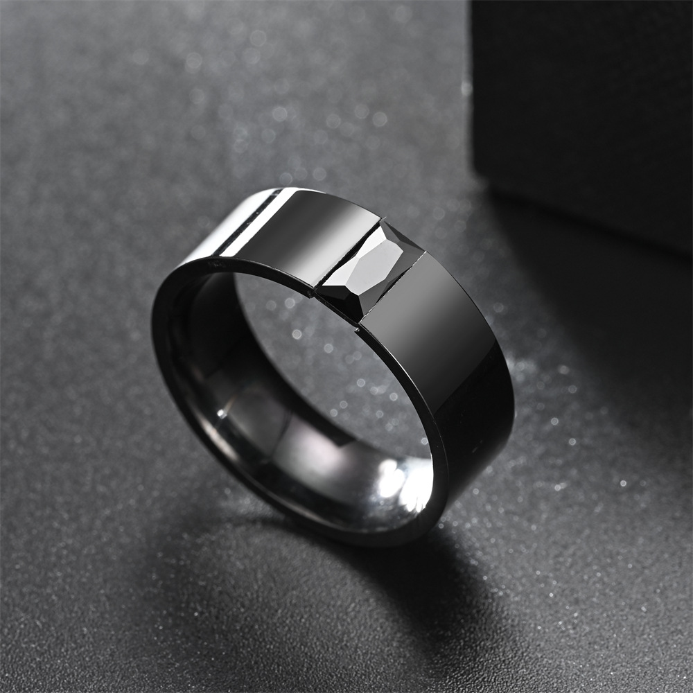 Style Simple Cercle En Acier Inoxydable Incrustation Zircon Hommes Anneaux display picture 4