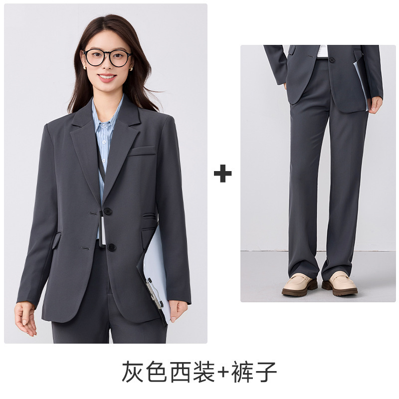 2025秋冬新款灰色西装外套女职业装大学生面试正装高级感西服套装|undefined