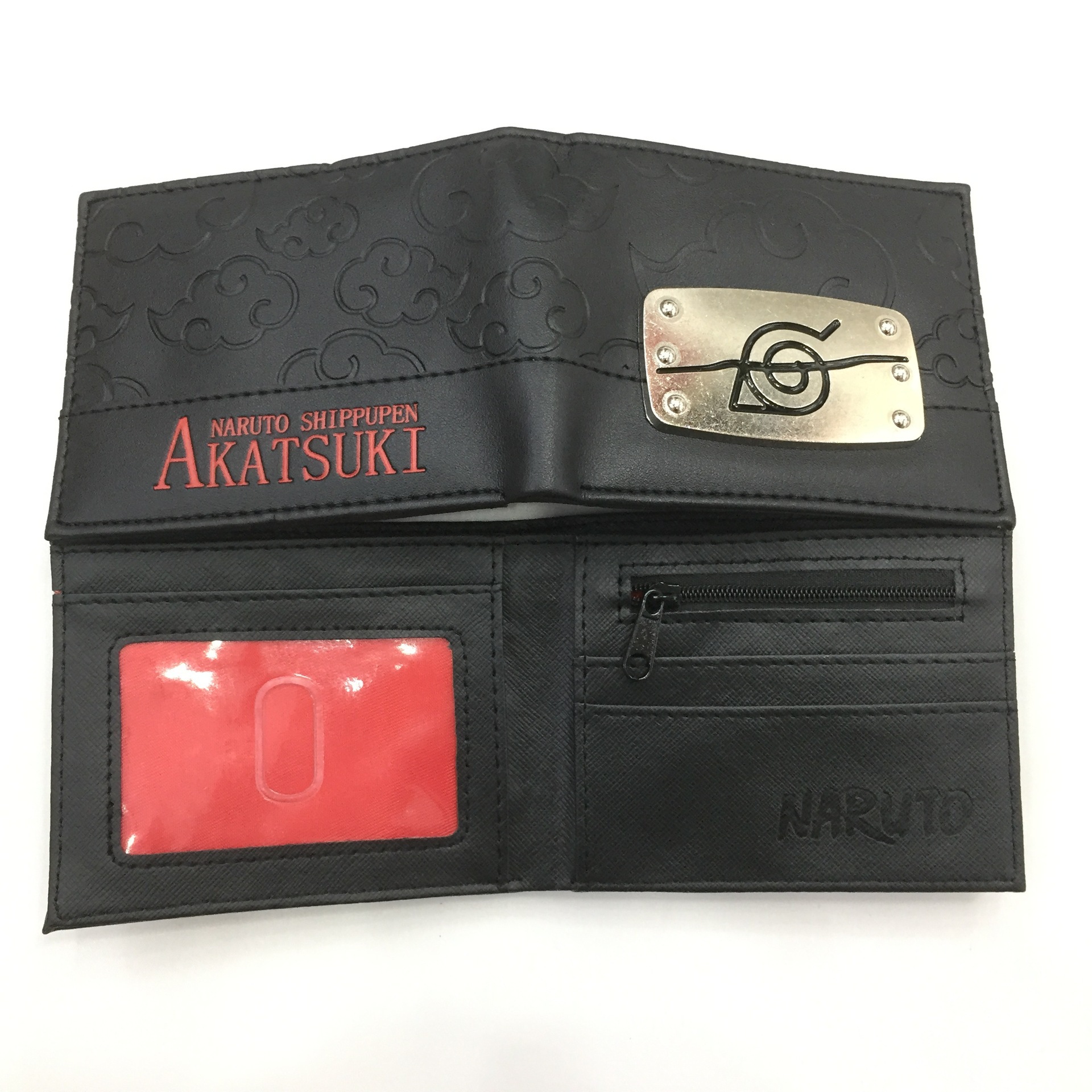 Naruto periferia billetera, Naruto Sasuke, cuatro generaciones de billetera roja, billetera corta, monedero de cambio de piel PU.