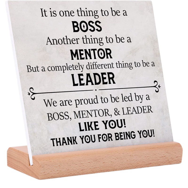 Material acrílico licencia de jubilación gracias regalo de la placa, Boss firmar con marco de madera