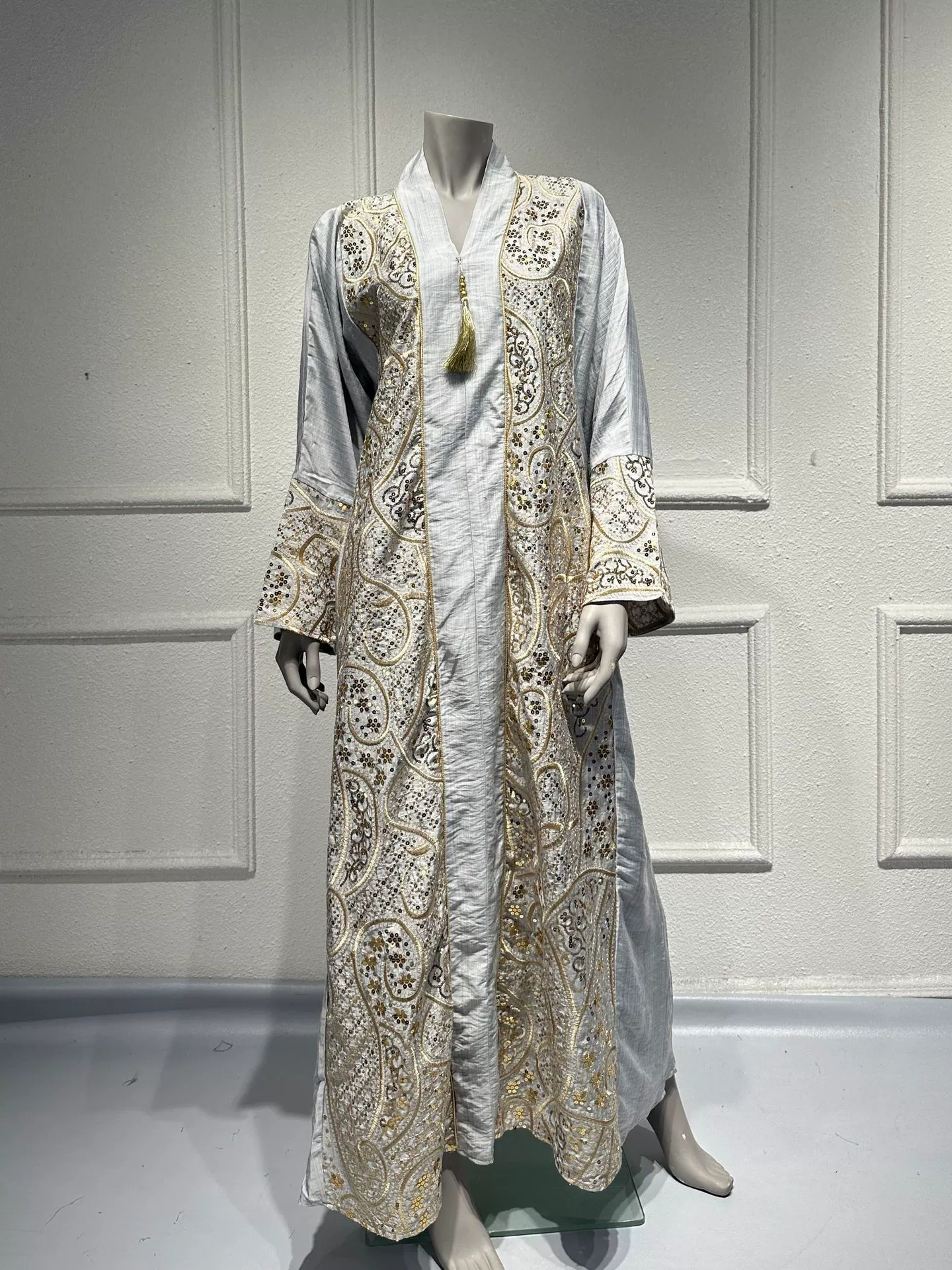 Свадебное платье Abaya Middle East Dubai юбка с Sequined свободная вечерняя стойкая на молнии вышивка кимоно женская одежда