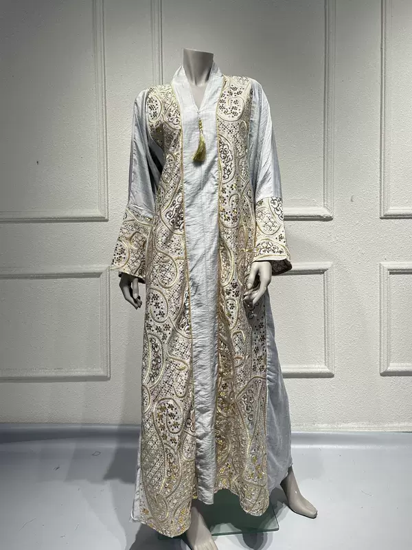 Свадебное платье Abaya Middle East Dubai юбка с Sequined свободная вечерняя стойкая на молнии вышивка кимоно женская одежда