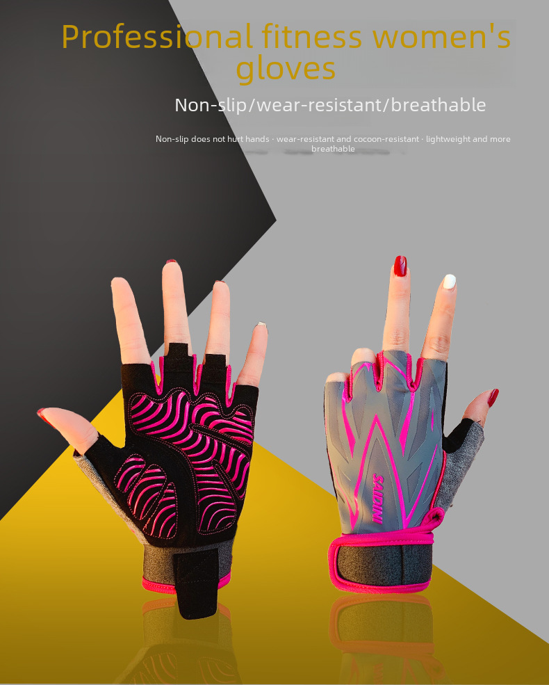 Fitness Gloves Women's Summer Half-section Thin Sunscreen Non-slip Ice Silk Driving Leakage Half-finger Cycling Gloves Women_maomaolike.com